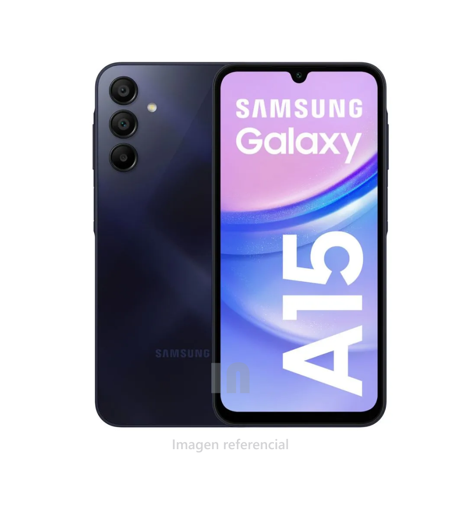 Smartphone samsung galaxy a15, RAM 4GB, ROM 128GB, Cámara 50MP blue black.