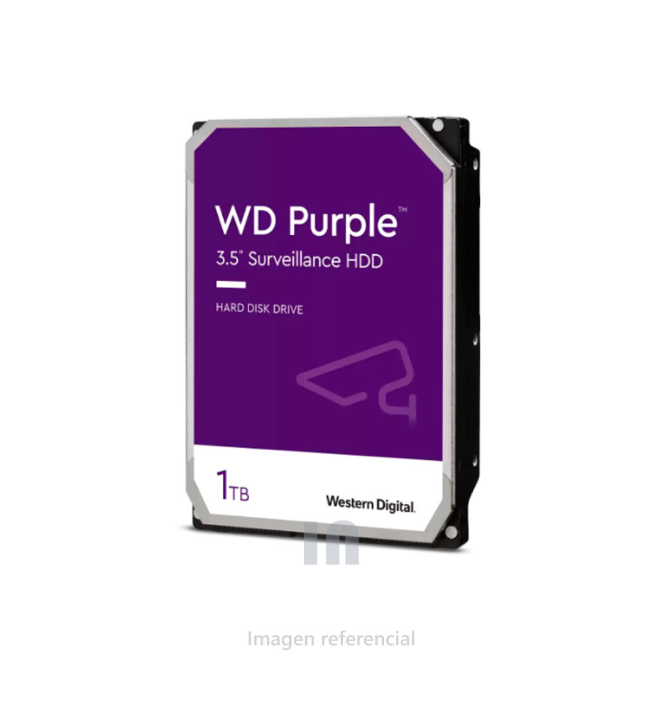 Disco duro Western Digital WD Purple, 1TB, SATA 6.0 Gb/s, 5400 RPM, 64MB Cache, 3.5 pulg.