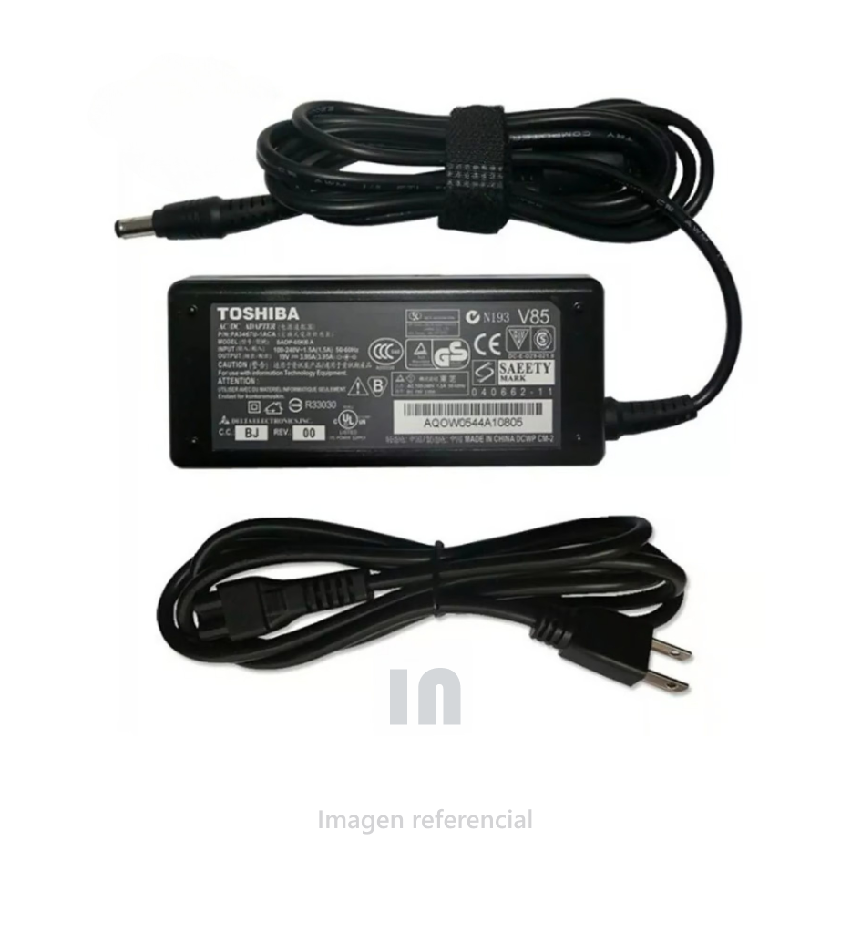 Cargador compatible, 19V 2.37A 45W 5.5 x 2.5mm, punta negra.