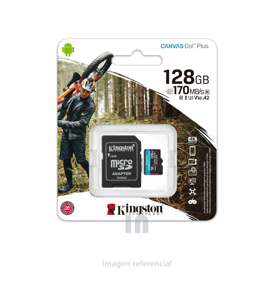 Kingston 128GB Canvas Go Plus UHS-I MicroSDXC SD 170 MB/s SDCG3/128GB