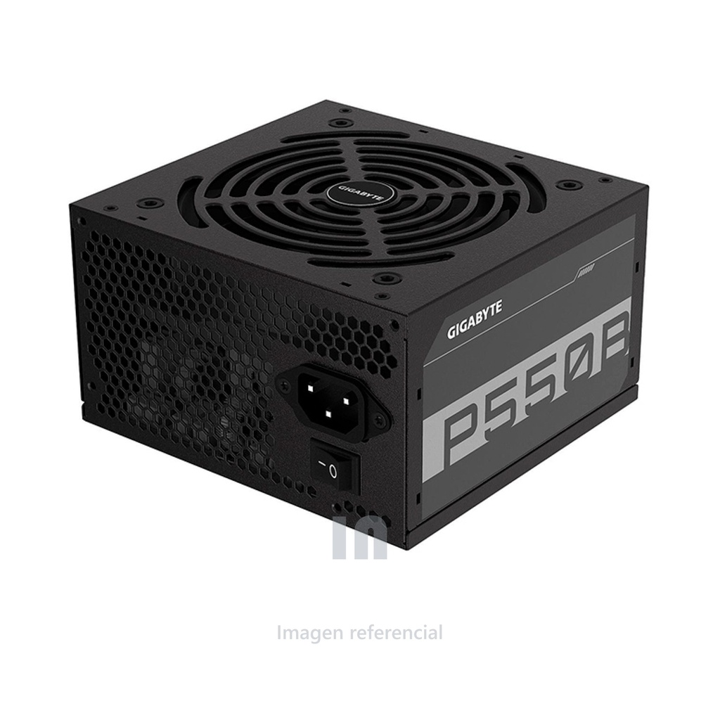 FUENTE DE ALIMENTACIÓN GIGABYTE P550B, 550W, 80 PLUS BRONZE, 3YR WTY, VENTILADOR DE COJINETE HIDRAILICO SILENCIOSO, CARRIL UNICO DE 12 V, PROTECION OVP, OPP, SCP, UVP, OCP, OTP.