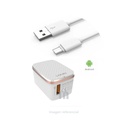 CARGADOR DE PARED X1 USB LDNIO, A1204Q CABLE USB-C CARGA RAPIDA 3.0, BLANCO.