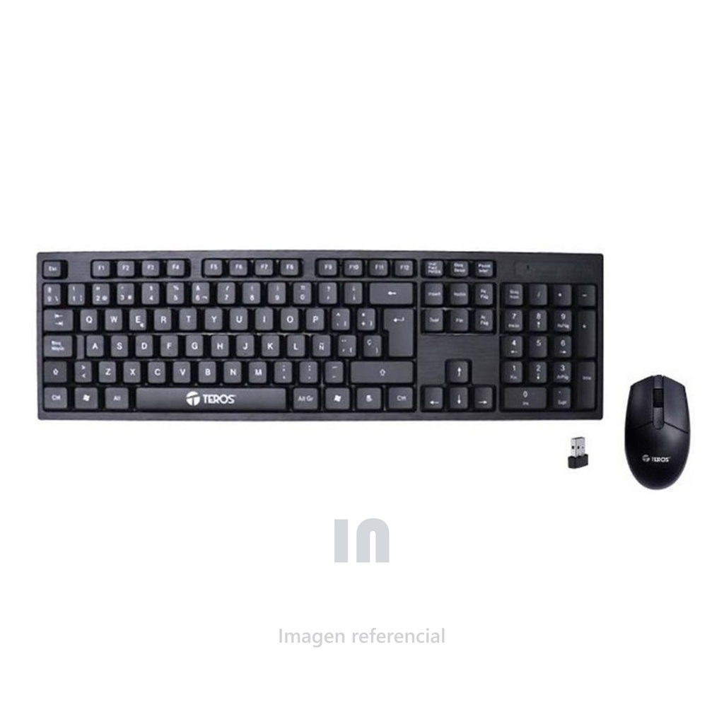 KIT INALÁMBRICO TECLADO MAS MOUSE TEROS TE-4031N, 2.4GHZ, RECEPTOR NANO USB, NEGRO.