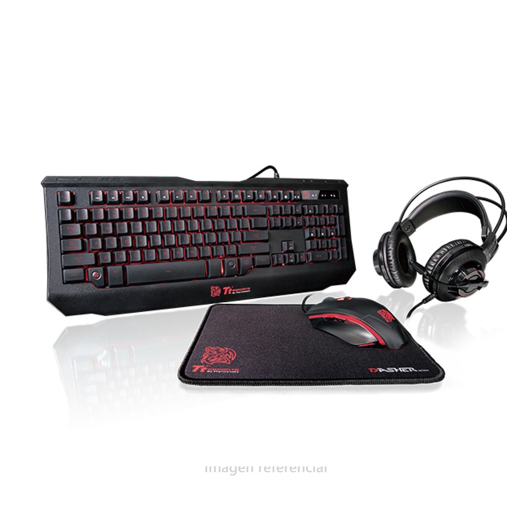 Kit de Teclado y Mouse Gaming THERMALTAKE KNUCKER 4 en 1 - USB, Juego, Negro