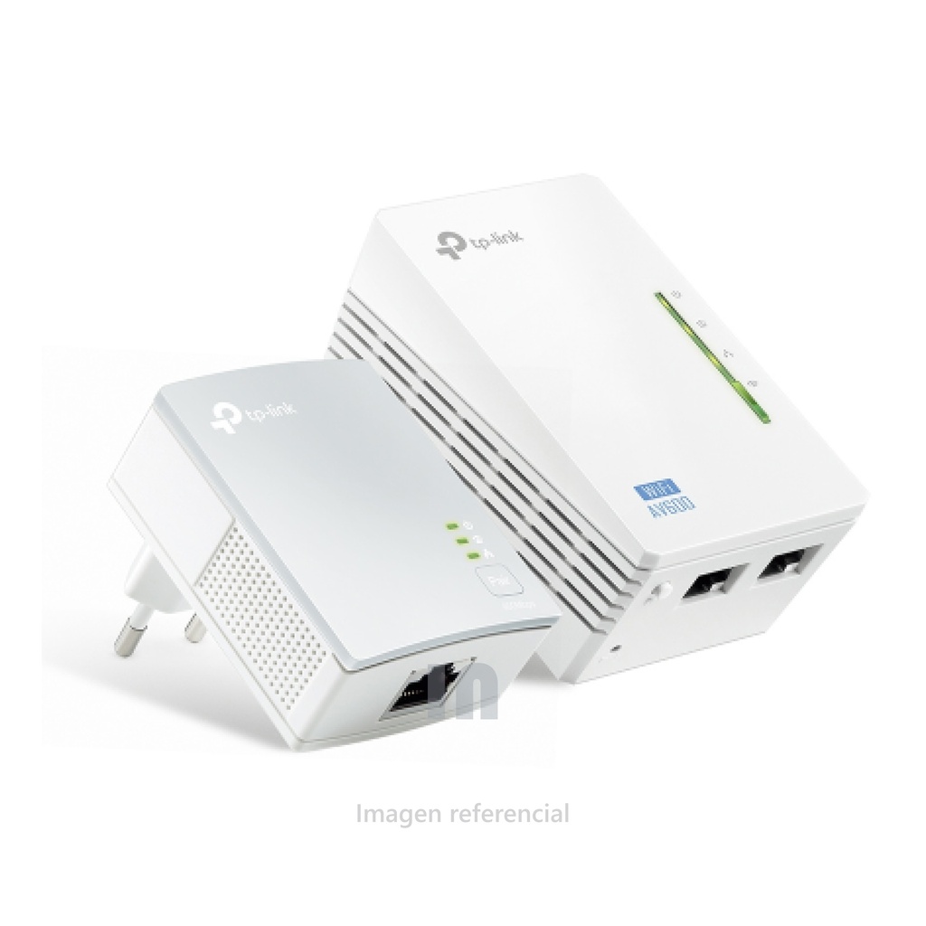 Kit extensor powerline wifi av600 TP-LINK, 300 mbps, dual band, 2 puertos Ethernet 10/100Mbps, cable de red.