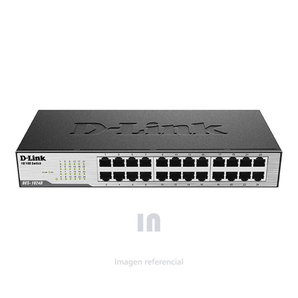 Switch D-Link DES-1024D, 10/100 Mbps, 24 x RJ-45, CSMA/CD, para Rack, Autovoltaje.