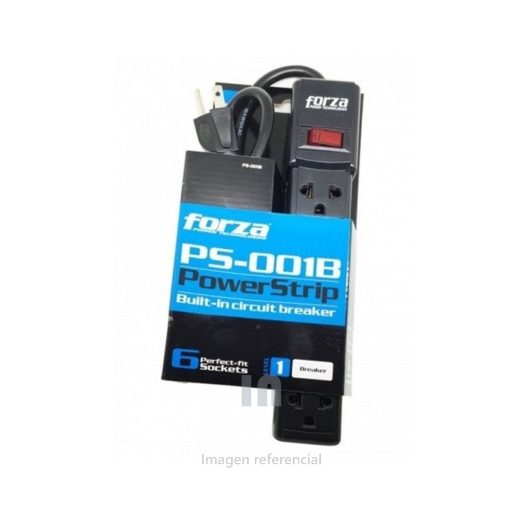 SUPRESOR DE PICOS FORZA PS-001B, 6 SAL125/220VAC,REGLETA