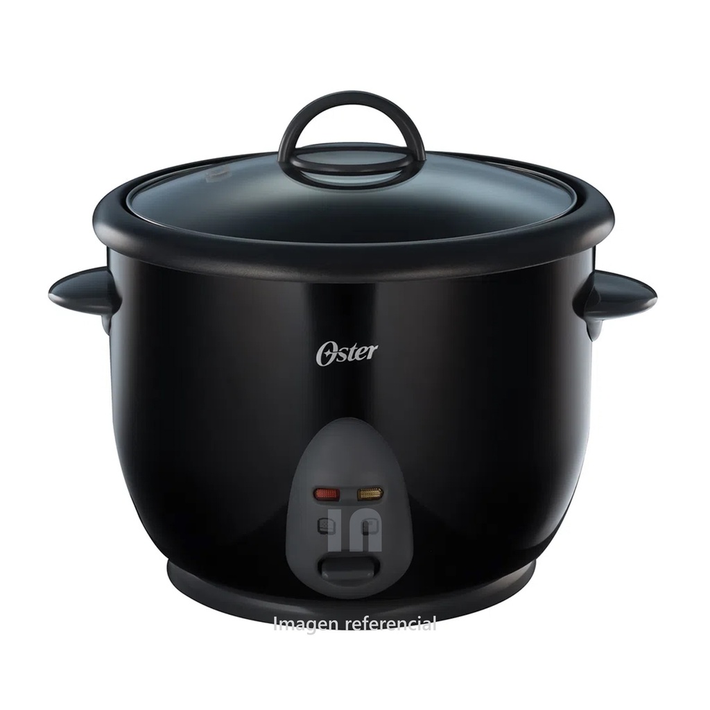 Olla arrocera Oster CKSTRC1700B053 de 1.8 Litros, capacidad de 1.8L(10 tazas), boton de un solo toque, tapa de vidrio refractorio con ventilacion, incluye tasa medidora de 180ml.