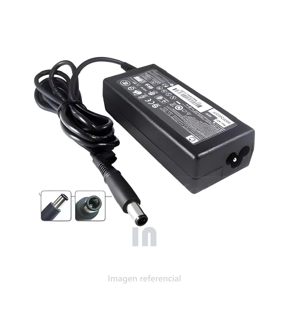 ADAPTADOR CARGADOR GENERICO PARA LAPTOP HP, OUPUT 18.5V-3.5A 65W, PUNTA AGUJA NEGRA.