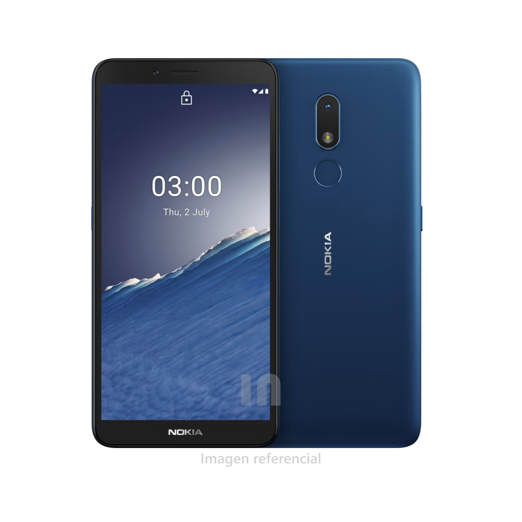 SMARTPHONE NOKIA C3, PANTALLA DE 5.99 PULG, PROCESADOR UNISOC SC9863G, MEMORIA RAM DE 2GB, ROM DE 32GB, CAMARA POSTERIOR DE 8MP, FRONTAL DE 5MP, BATERIA DE 3040 mAh, AZUL NORDICO.