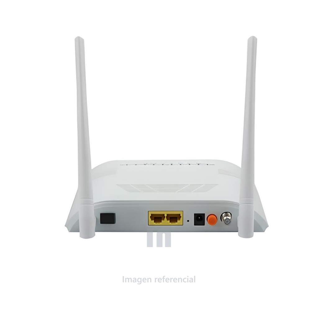 Router Dixon gpon ONU 1GE 1FE WIFI CATV Wifi, D110GWC, Velocidad inalámbrica de wifi 300Mbps, DHCP/ IP estática / PPPOE, acceso remoto OMCI TR069, acceso remoto para habilitar o deshabilitar el puerto CATV. doble banda 2.4ghz, 2 salidas lan y dos antenas blanco