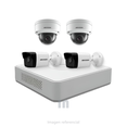 Kit de video vigilancia Hikvision 4 Camaras IP, nvr 4 canales poe (pn:ds-7104ni-q1/4p),  Cámara tipo Domo IP 2MP (DS-2CD1123G2-I) y Cámara IP Bullet Gama Value, (DS-2CD1023G2-I)