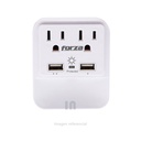 TOMACORRIENTE FORZA FWT-221USB, CON PROTECTOR DE SOBRETENSION, LED MAS LUZ NOCTURNA, SURGE WALL TAP 110V/220V, 1875W