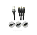 CABLE USB 3 EN 1 TEROS TE-6060N, USB TIPO C / MICRO-USB / LIGHTNING, 1.2 MTS