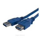 CABLE 1M EXTENSIÓN ALARGADOR USB 3.0 SUPERSPEED - MACHO A HEMBRA USB A - EXTENSOR AZUL.