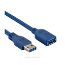 CABLE EXTENSION USB 2.0 DOBLE FILTRO AMERICAN NET, 3M, DE MACHO A HEMBRA, NEGRO PUNTA AZUL.