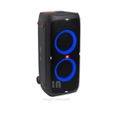 Parlante JBL harman pro, partybox 310, altavoz portátil de 240 watts, para fiestas con iluminación, producción inalámbrica bluetooth, bateria recargable, tiempo de funcionamineto de 18 hrs, entradas para microfono y guitarra, color negro.